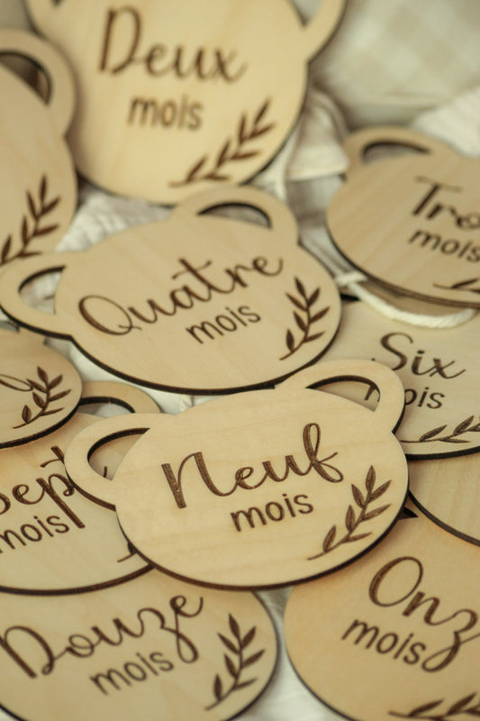 Pastille de bois petit ours